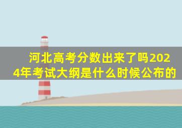 河北高考分数出来了吗2024年考试大纲是什么时候公布的