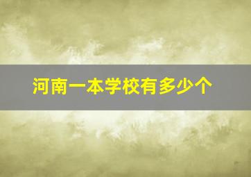 河南一本学校有多少个