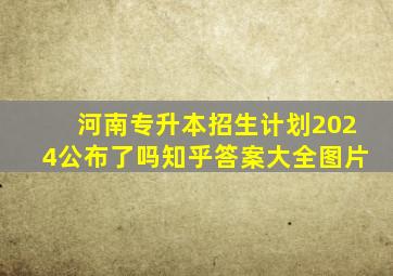 河南专升本招生计划2024公布了吗知乎答案大全图片