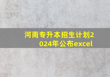 河南专升本招生计划2024年公布excel