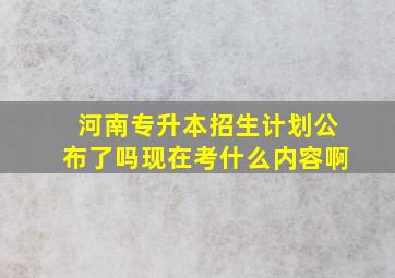 河南专升本招生计划公布了吗现在考什么内容啊