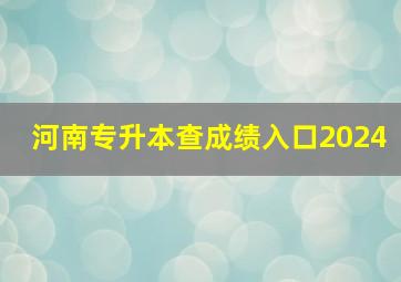 河南专升本查成绩入口2024