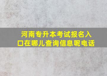 河南专升本考试报名入口在哪儿查询信息呢电话