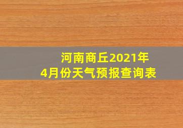 河南商丘2021年4月份天气预报查询表