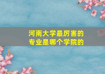 河南大学最厉害的专业是哪个学院的