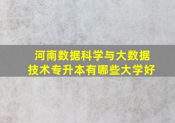 河南数据科学与大数据技术专升本有哪些大学好