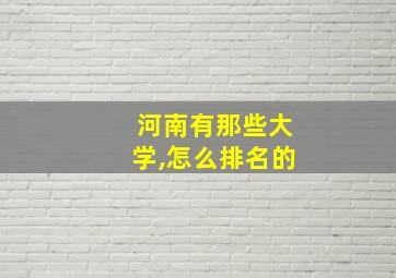 河南有那些大学,怎么排名的