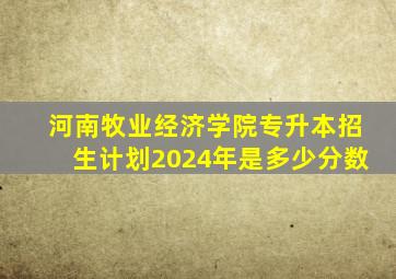 河南牧业经济学院专升本招生计划2024年是多少分数