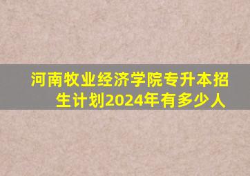 河南牧业经济学院专升本招生计划2024年有多少人