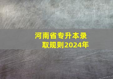 河南省专升本录取规则2024年