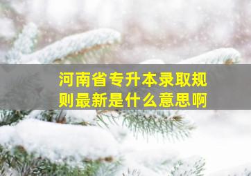 河南省专升本录取规则最新是什么意思啊