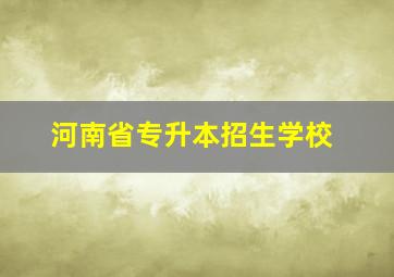 河南省专升本招生学校