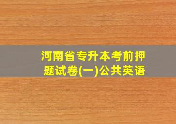 河南省专升本考前押题试卷(一)公共英语