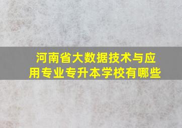 河南省大数据技术与应用专业专升本学校有哪些