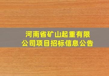 河南省矿山起重有限公司项目招标信息公告