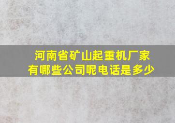 河南省矿山起重机厂家有哪些公司呢电话是多少