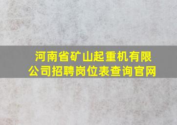 河南省矿山起重机有限公司招聘岗位表查询官网