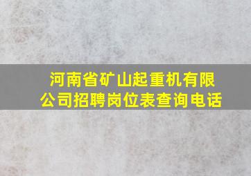 河南省矿山起重机有限公司招聘岗位表查询电话