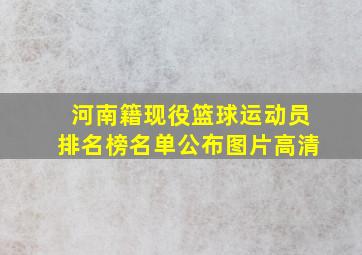 河南籍现役篮球运动员排名榜名单公布图片高清