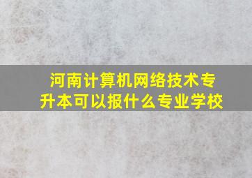 河南计算机网络技术专升本可以报什么专业学校