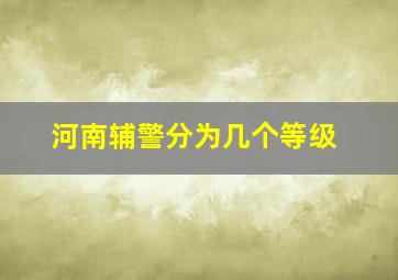 河南辅警分为几个等级