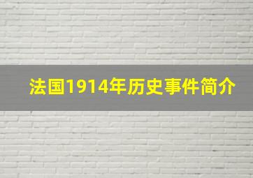 法国1914年历史事件简介