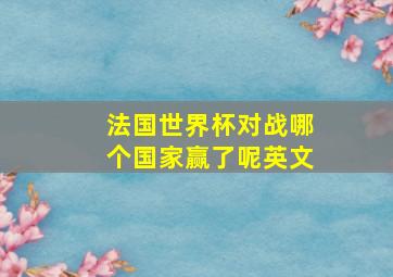 法国世界杯对战哪个国家赢了呢英文