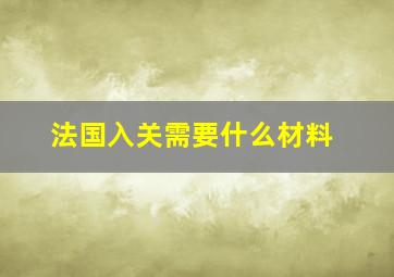 法国入关需要什么材料