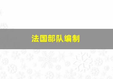 法国部队编制