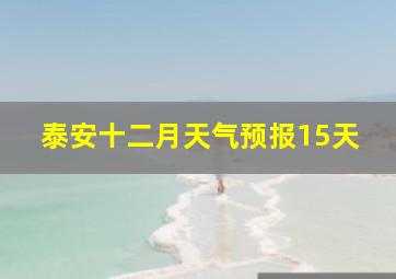 泰安十二月天气预报15天