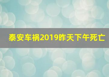 泰安车祸2019昨天下午死亡