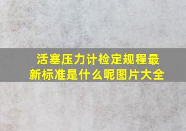 活塞压力计检定规程最新标准是什么呢图片大全