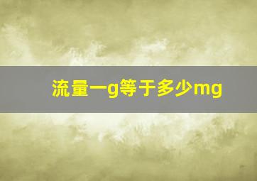 流量一g等于多少mg