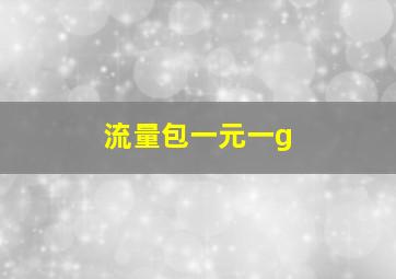 流量包一元一g