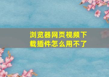 浏览器网页视频下载插件怎么用不了