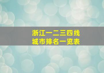 浙江一二三四线城市排名一览表