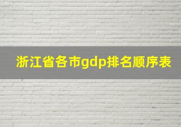 浙江省各市gdp排名顺序表