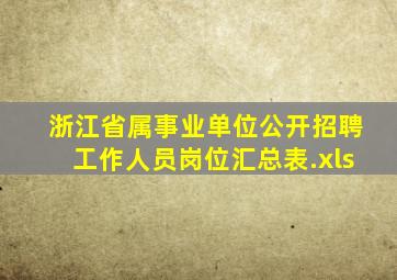 浙江省属事业单位公开招聘工作人员岗位汇总表.xls