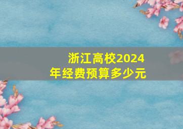 浙江高校2024年经费预算多少元