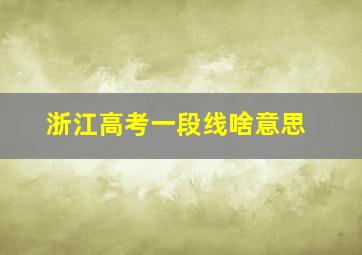 浙江高考一段线啥意思