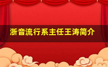 浙音流行系主任王涛简介