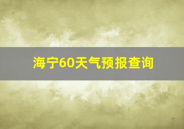 海宁60天气预报查询