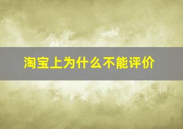 淘宝上为什么不能评价