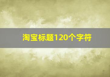 淘宝标题120个字符