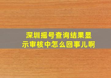 深圳摇号查询结果显示审核中怎么回事儿啊