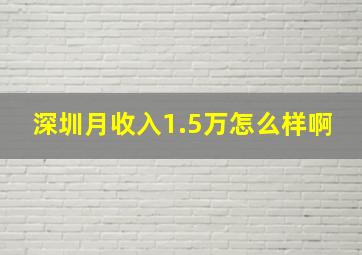 深圳月收入1.5万怎么样啊