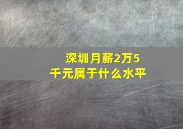 深圳月薪2万5千元属于什么水平