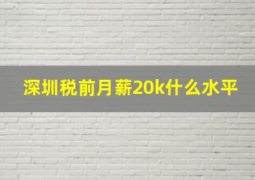 深圳税前月薪20k什么水平