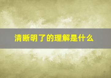 清晰明了的理解是什么