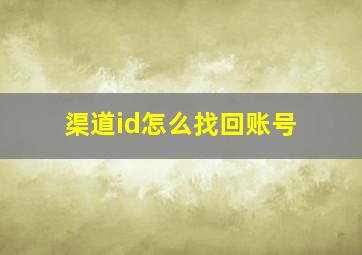 渠道id怎么找回账号